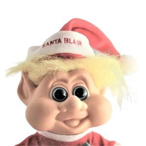 Vintage 1991 I.T.B. 7" Christmas Troll Santa Blair Doll Yellow Hair Blue Eyes
